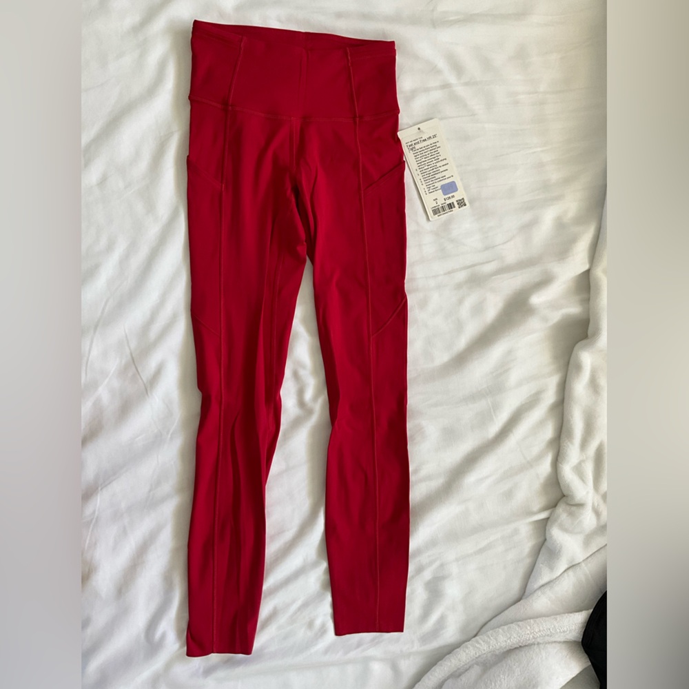 Lululemon Fast & Free HR tight 25” size 2 NWT dark red
